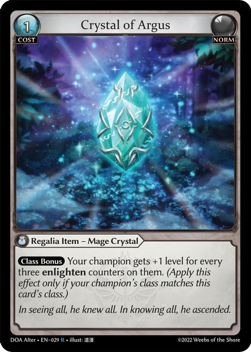 Image for Crystal of Argus (029) (Dawn of Ashes Alter Edition) - Grand Archive TCG