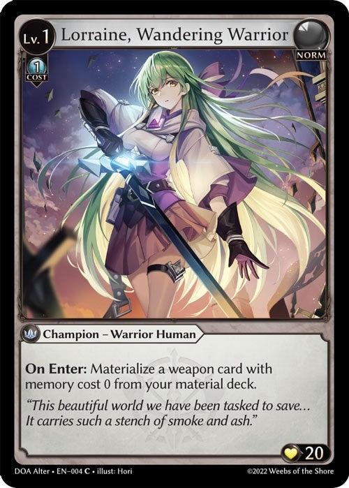 Image for Lorraine, Wandering Warrior (004) (Dawn of Ashes Alter Edition) - Grand Archive TCG