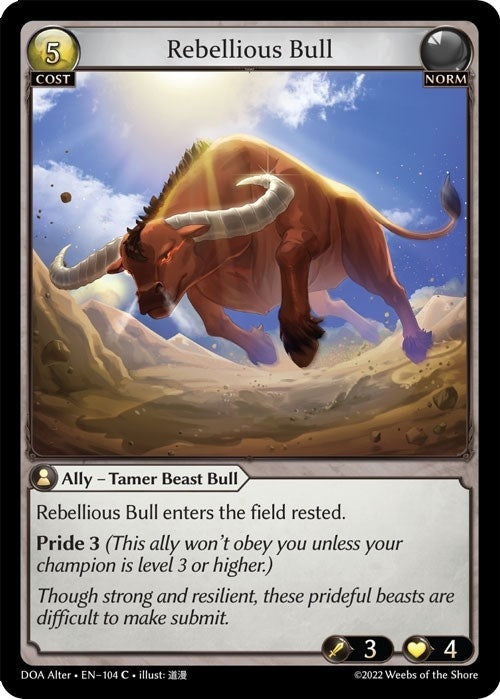 Image for Rebellious Bull (104) (Dawn of Ashes Alter Edition) - Grand Archive TCG