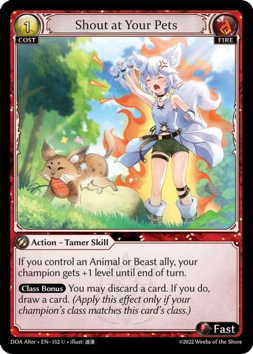 Image for Shout at Your Pets (152) (Dawn of Ashes Alter Edition) - Grand Archive TCG