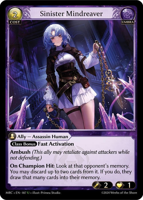 Image for Sinister Mindreaver (187) (Mercurial Heart) - Grand Archive TCG