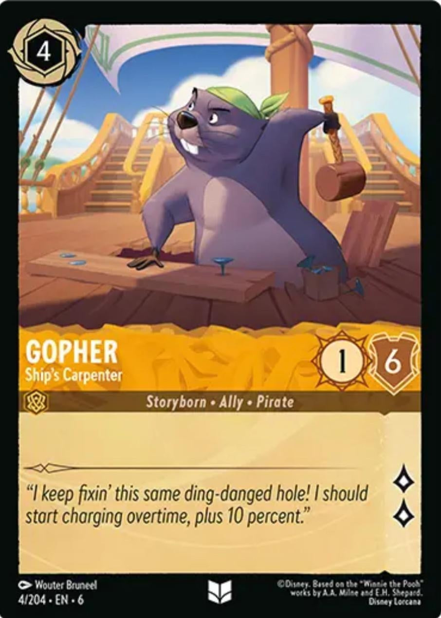 Image for Gopher - Ship's Carpenter (4/204) (Azurite Sea) - Disney Lorcana
