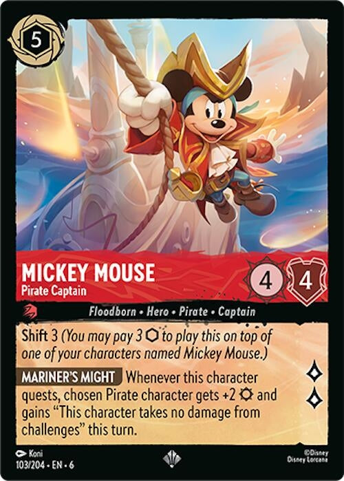 Image for Mickey Mouse - Pirate Captain (103/204) (Azurite Sea) - Disney Lorcana