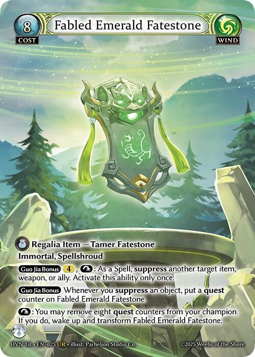 Image for Fabled Emerald Fatestone // Byakko, White Tiger (025) (Abyssal Heaven) - Grand Archive TCG
