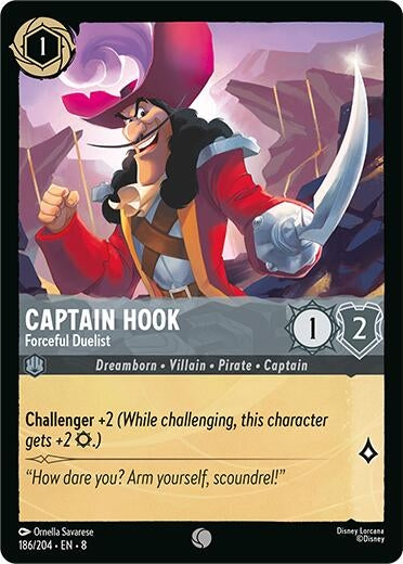 Image for Captain Hook - Forceful Duelist (186/204) (Reign of Jafar) - Disney Lorcana