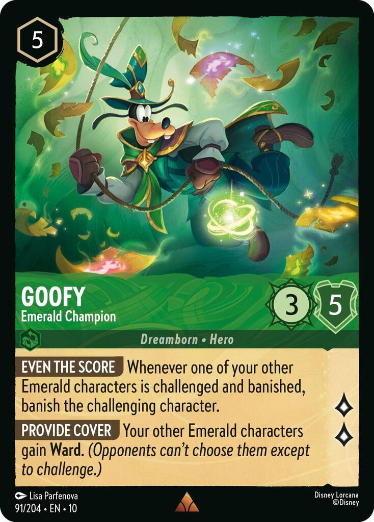 Image for Goofy - Emerald Champion (91/204) (Whispers in the Well) - Disney Lorcana
