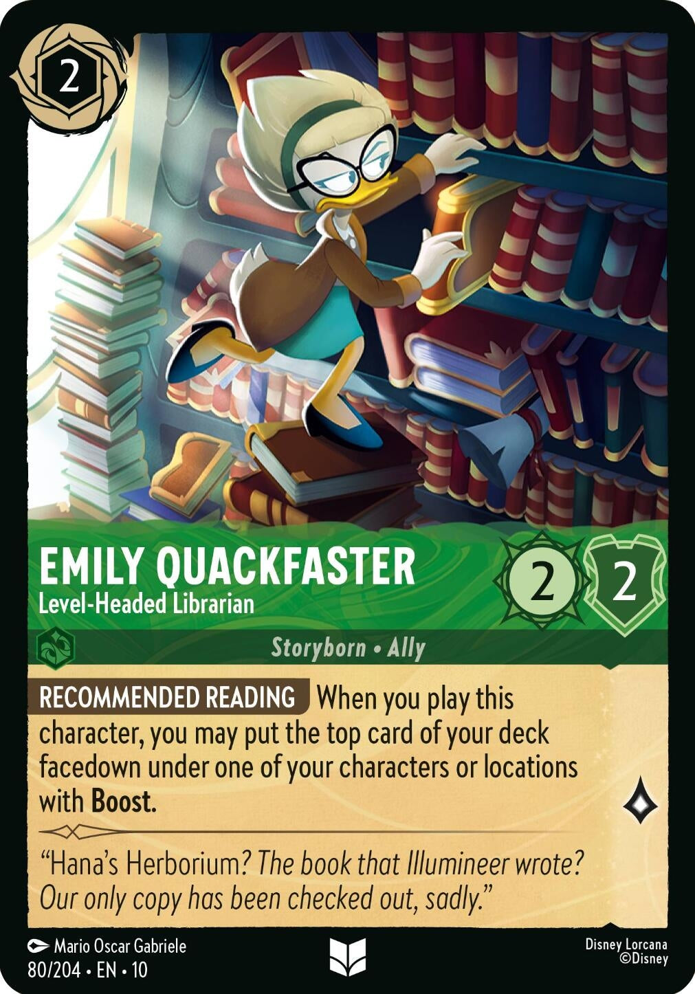 Image for Emily Quackfaster - Level-Headed Librarian (80/204) (Whispers in the Well) - Disney Lorcana
