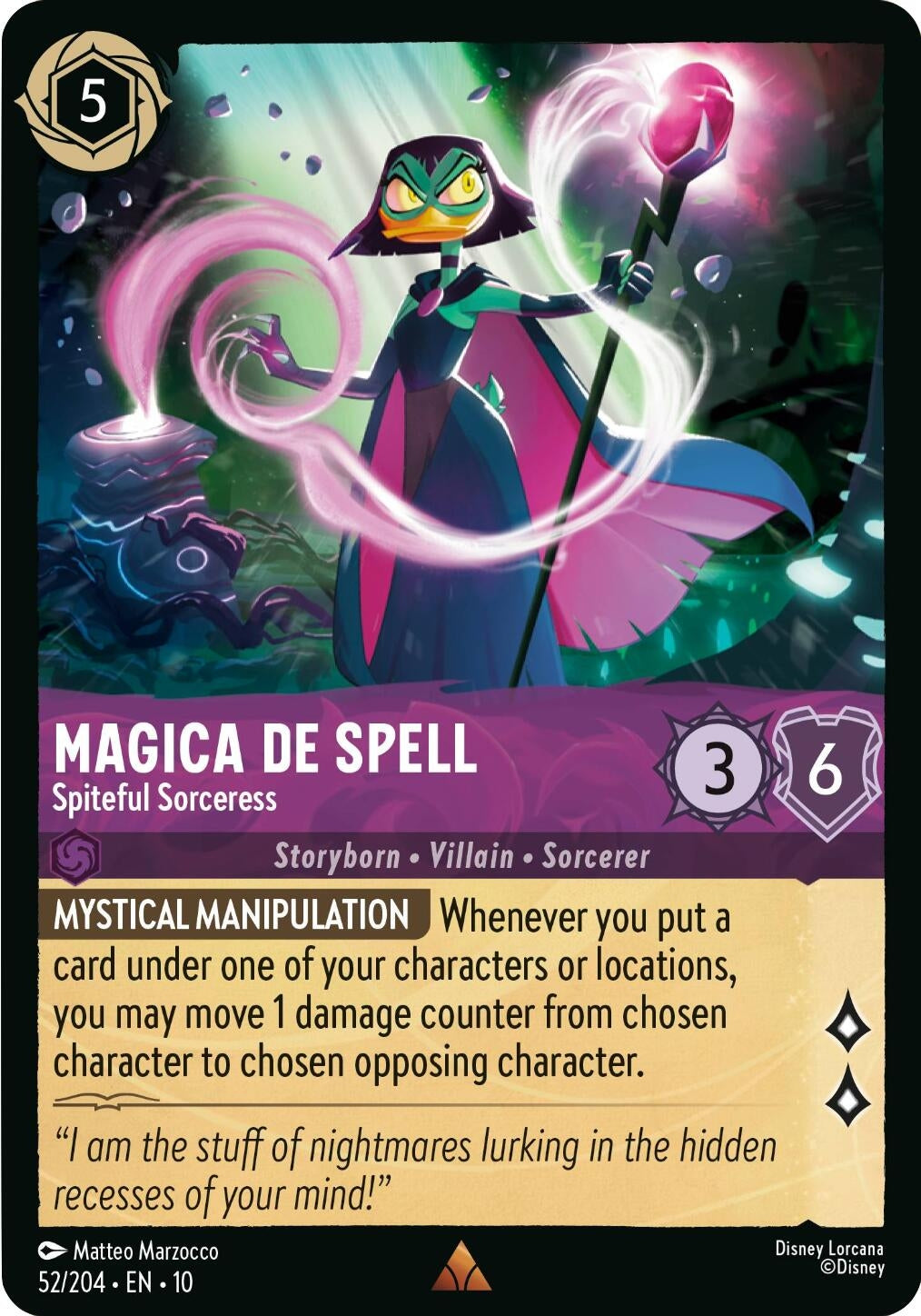 Image for Magica De Spell - Spiteful Sorceress (52/204) (Whispers in the Well) - Disney Lorcana