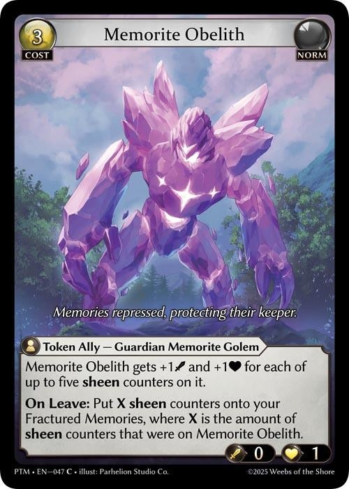 Image for Memorite Obelith (047) (Phantom Monarchs) - Grand Archive TCG