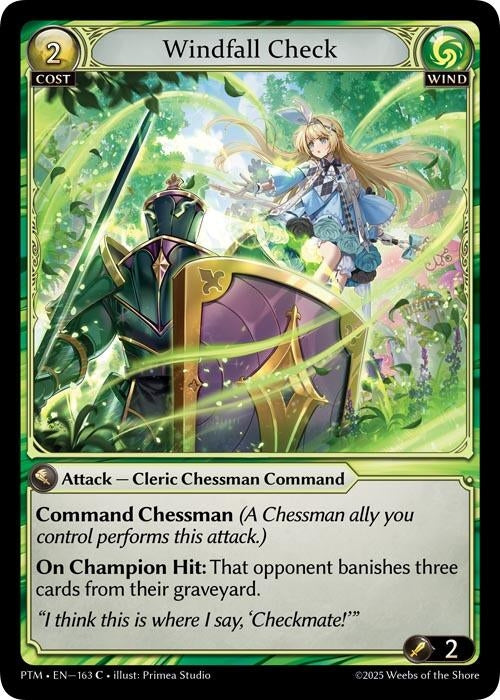 Image for Windfall Check (Curio Foil) (163) (Phantom Monarchs) - Grand Archive TCG
