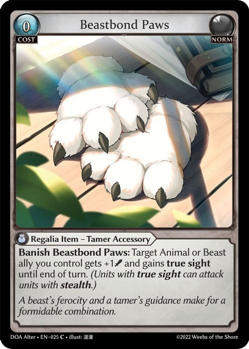 Image for Beastbond Paws (025) (Dawn of Ashes Alter Edition) - Grand Archive TCG