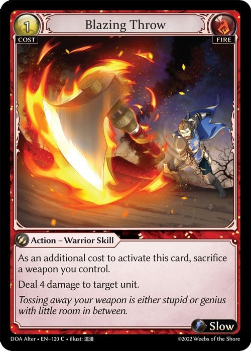 Image for Blazing Throw (120) (Dawn of Ashes Alter Edition) - Grand Archive TCG