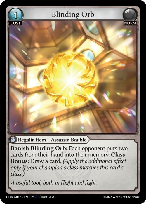 Image for Blinding Orb (026) (Dawn of Ashes Alter Edition) - Grand Archive TCG