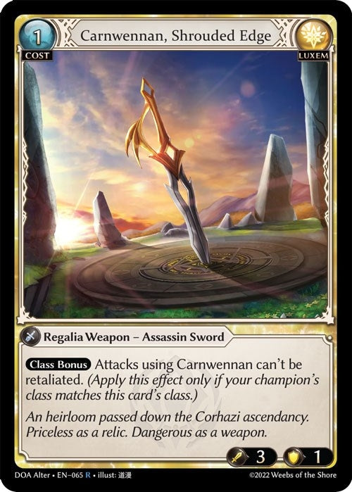 Image for Carnwennan, Shrouded Edge (065) (Dawn of Ashes Alter Edition) - Grand Archive TCG
