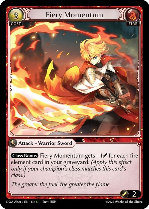 Image for Fiery Momentum (133) (Dawn of Ashes Alter Edition) - Grand Archive TCG