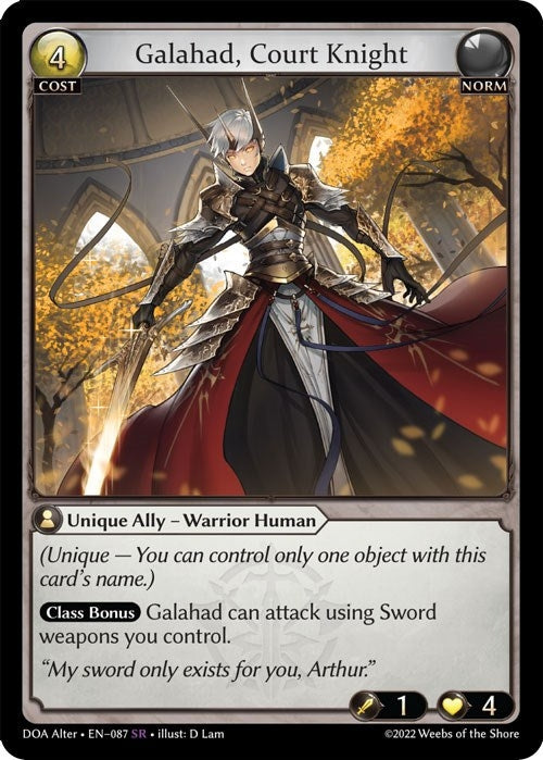 Image for Galahad, Court Knight (087) (Dawn of Ashes Alter Edition) - Grand Archive TCG