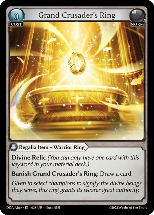 Image for Grand Crusader's Ring (038) (Dawn of Ashes Alter Edition) - Grand Archive TCG