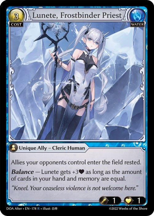 Image for Lunete, Frostbinder Priest (178) (Dawn of Ashes Alter Edition) - Grand Archive TCG
