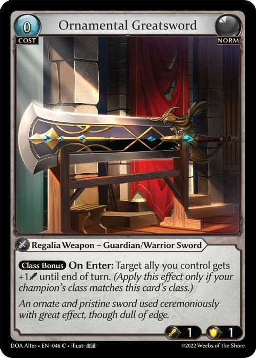Image for Ornamental Greatsword (046) (Dawn of Ashes Alter Edition) - Grand Archive TCG