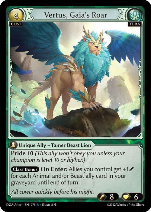 Image for Vertus, Gaia's Roar (275) (Dawn of Ashes Alter Edition) - Grand Archive TCG