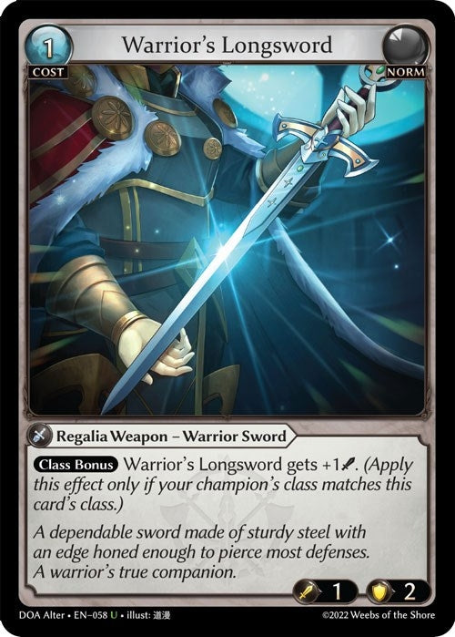 Image for Warrior's Longsword (058) (Dawn of Ashes Alter Edition) - Grand Archive TCG