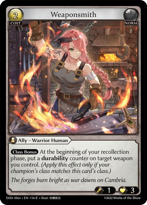 Image for Weaponsmith (116) (Dawn of Ashes Alter Edition) - Grand Archive TCG