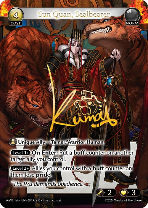Image for Sun Quan, Sealbearer (CSR) (084) (Mortal Ambition) - Grand Archive TCG