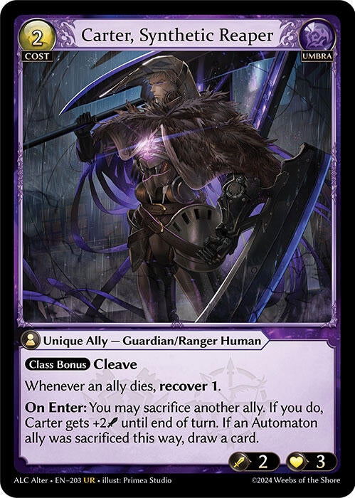 Image for Carter, Synthetic Reaper (203) (Alchemical Revolution Alter Edition) - Grand Archive TCG