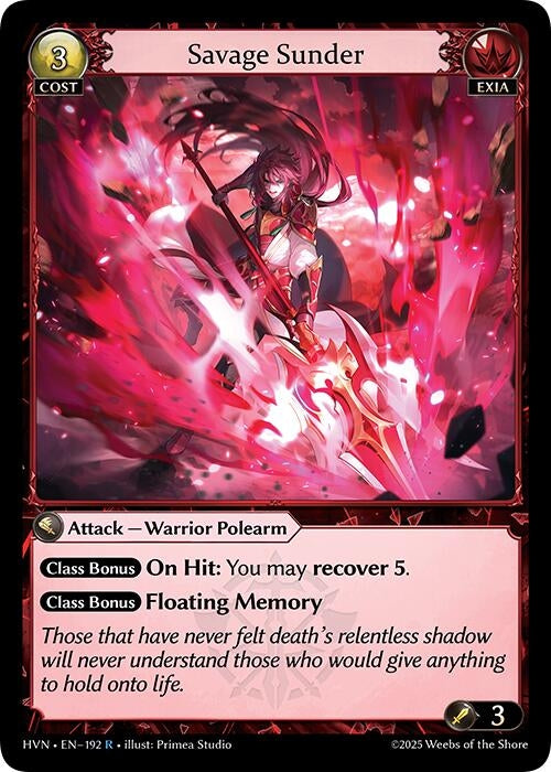 Image for Savage Sunder (192) (Abyssal Heaven) - Grand Archive TCG