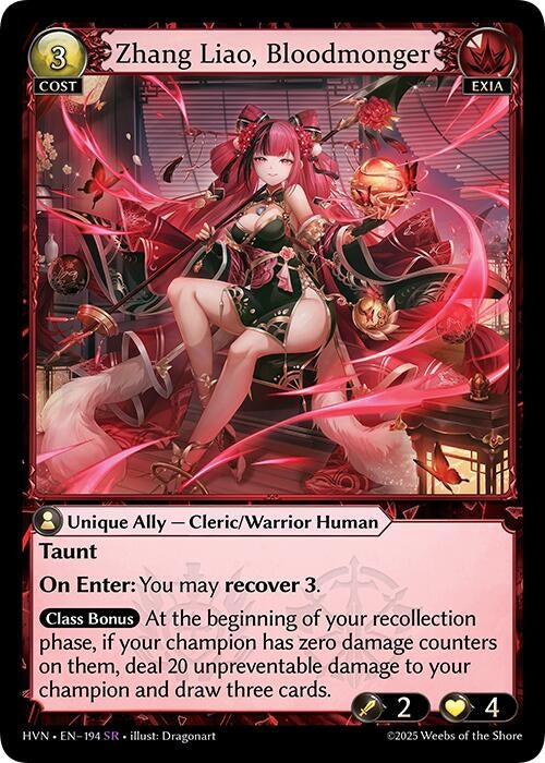 Image for Zhang Liao, Bloodmonger (194) (Abyssal Heaven) - Grand Archive TCG