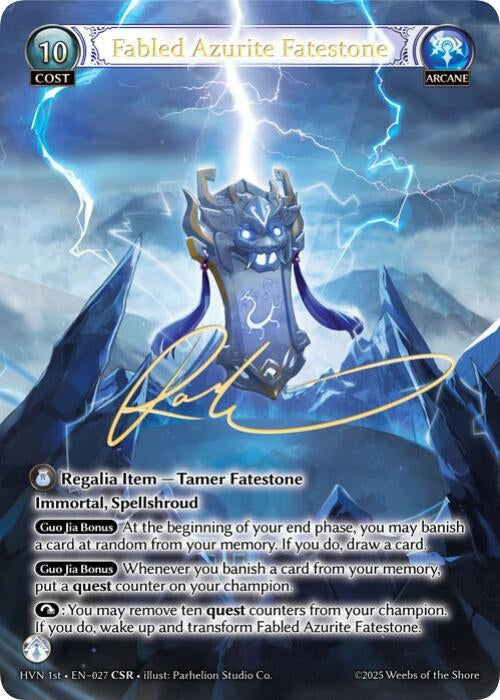 Image for Fabled Azurite Fatestone // Seiryuu, Azure Dragon (CSR) (027) (Abyssal Heaven) - Grand Archive TCG