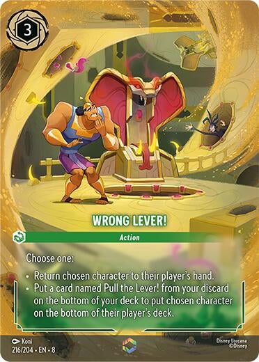 Image for Wrong Lever! (Enchanted) (216/204) (Reign of Jafar) - Disney Lorcana
