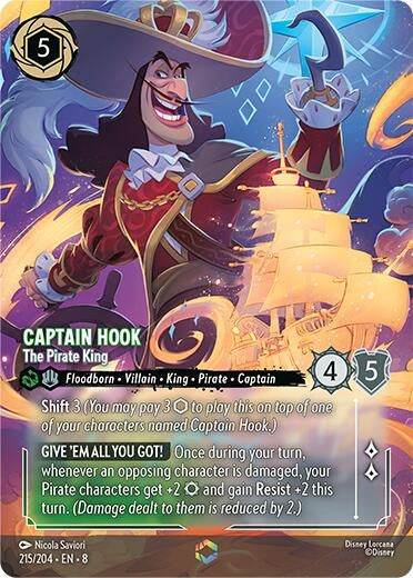 Image for Captain Hook - The Pirate King (Enchanted) (215/204) (Reign of Jafar) - Disney Lorcana