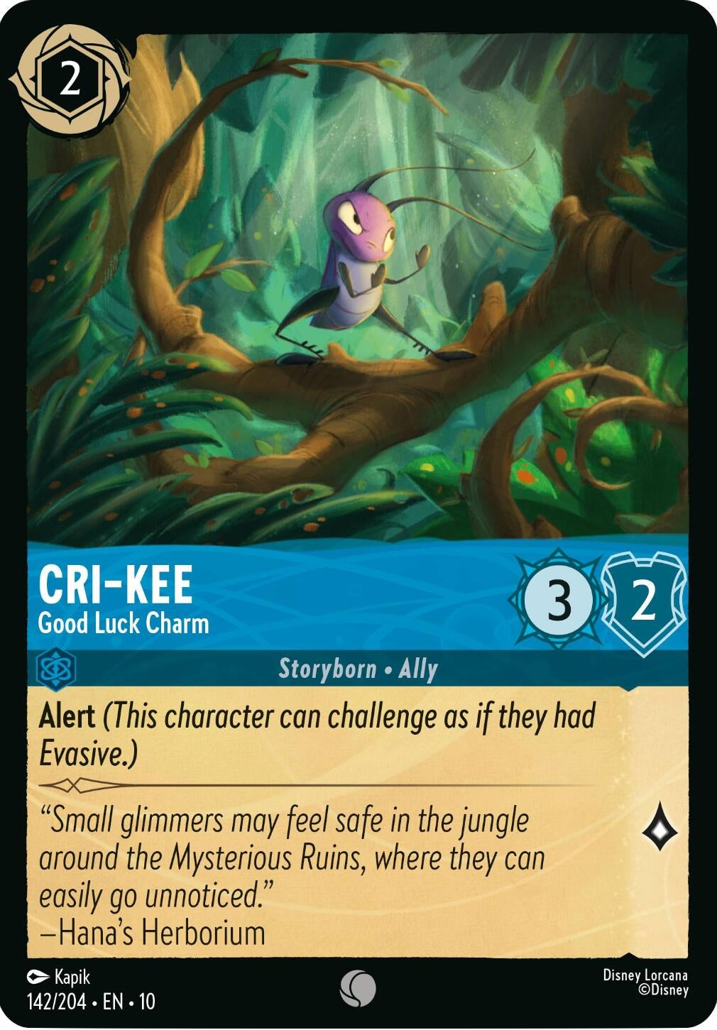 Image for Cri-Kee - Good Luck Charm (142/204) (Whispers in the Well) - Disney Lorcana