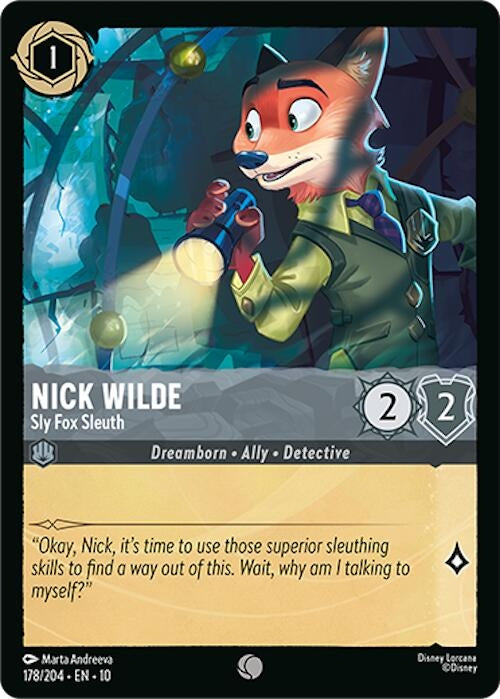 Image for Nick Wilde - Sly Fox Sleuth (178/204) (Whispers in the Well) - Disney Lorcana
