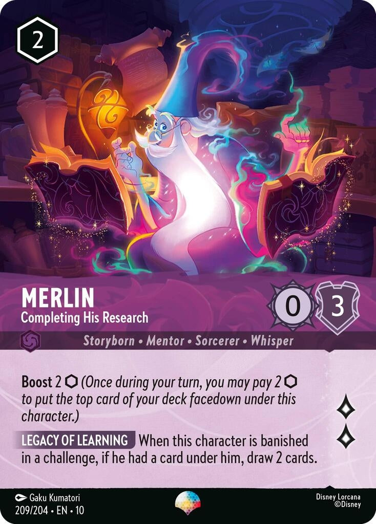 Image for Merlin - Completing His Research (Epic) (209/204) (Whispers in the Well) - Disney Lorcana
