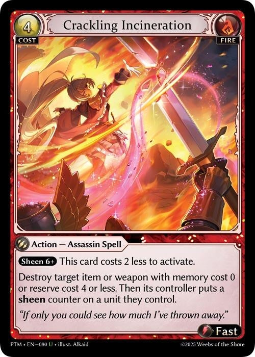 Image for Crackling Incineration (Curio Foil) (080) (Phantom Monarchs) - Grand Archive TCG